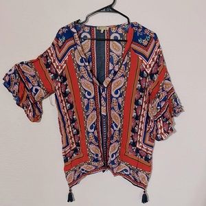 Democracy Double Flounce Top With Hanky Hem